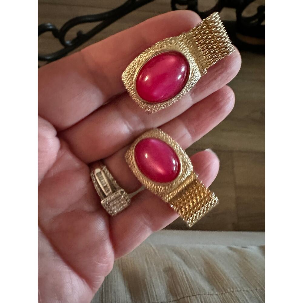 Vintage Swank Mesh Wrap Cufflinks Lot Pink Blue